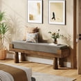 thumbnail image 5 of Finmind Upholstered Entryway Bench, Shoe Bench Padded Seat with Solid Wood Legs, End of Bed Footstool for Living Room, Mudroom, Hallway, Gray & Brown, 5 of 7