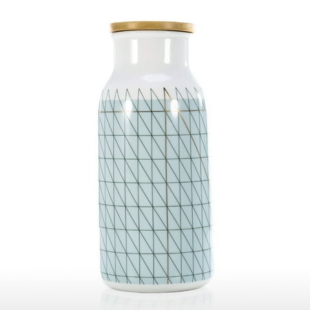

Ceramic Bottle Milk Bottle Water Bottle Mug with Wood Lid Tall Coffee and Tea Mug Decorative Bottle