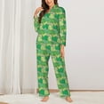 thumbnail image 2 of Fuzoiu Crocodile And Bush Print Women's Long-Sleeved Pajama,Lounge Button Down Nightwear,Womens Notch Collar Pajama Set-XX-Large, 2 of 7