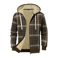 thumbnail image 2 of LNZGNM Men's Flannel Plaid Shirts Jacket Fleece Sherpa Plaid Shirt Zip Up Hooded Jacket with Pokect Casual Winter Warm Coats,Ginger 2XL, 2 of 4