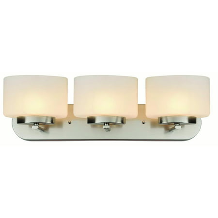 Design House 587964 Addison Modern 3-Light Dimmable Vanity Light Indoor Up/Down Wall Mount Oval Frosted Glass for Bathroom Bedroom Dressing Table (bulbs not included), Satin