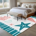 thumbnail image 4 of 6'x9' Area Rugs, Teal Red Coastal Indoor Outdoor Area Rug for Living Room Bedroom, Ocean Nautical Starfish Coral Striped Washable Bathroom Rugs Kitchen Floor Carpet Mats Home Decor Aesthetic, 4 of 8