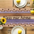 thumbnail image 4 of Country Stars Table Runner, Purple Wood Grain Bless Our Home Farmhouses Washable Kitchen Table Runners Dress Scarves for Dining Table Decorations Party, 13x36in, 4 of 9