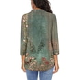 thumbnail image 6 of LEAVINGSUO Womens Tops Long Sleeve Clearance Fashion Woman V Neck Three Quarter 3/4Sleeve T Shirt Printing Blouse Tops Sweatshirt, 6 of 6