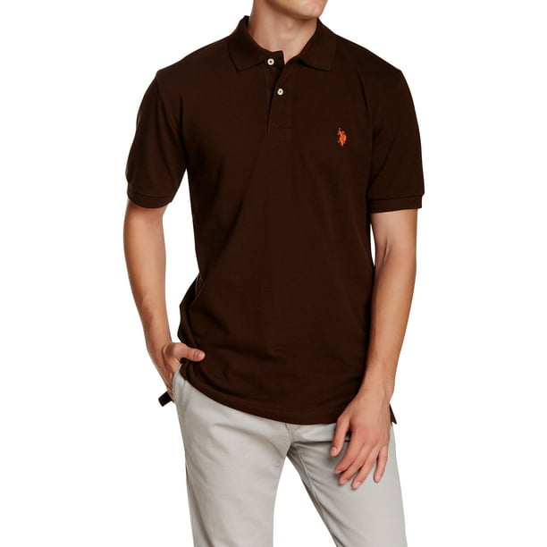 U S Polo Assn Men Classic, Brown And Orange Rugby Shirt Mens