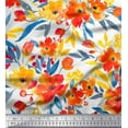 thumbnail image 1 of Soimoi Crepe Silk Fabric Leaves & Poppy Flower Printed Craft Fabric by the Yard 42 Inch Wide, 1 of 1