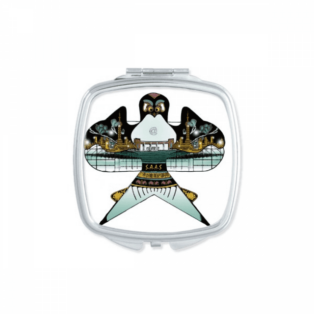 Kite Chinois Traditionnel Culture Modèle Carré Miroir Portable Poche Compact Maquillage Double Face Verre