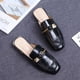 thumbnail image 4 of Mulas planas para mujer, mocasines sin espalda con punta cuadrada, sandalias deslizantes con cadena de metal Wmkox8yii ytu3910, 4 of 6