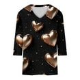 thumbnail image 4 of fartey 3/4 Length Sleeve Blouses for Women Plus Size Valentine's Day Pink Tops Funny Lovely Striped Heart Print T-Shirt Casual V Neck Womens Valentine Gifts Tops Clothing, 4 of 5