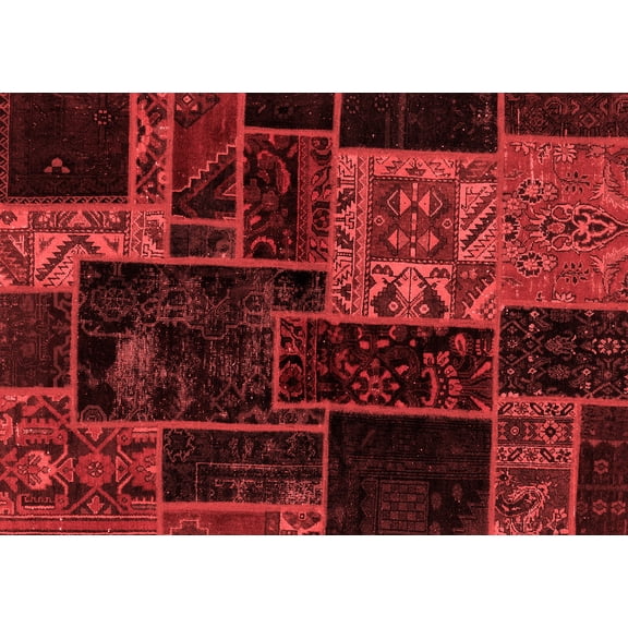 Ahgly Company Indoor Rectangle Patchwork Red Transitional Area Rugs, 2' x 3'