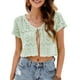 thumbnail image 1 of Cárdigan corto para mujer, cuello en V, mangas cortas, ahueca hacia fuera, tops casuales cortos Irfora  Cárdigan de mujer, 1 of 7