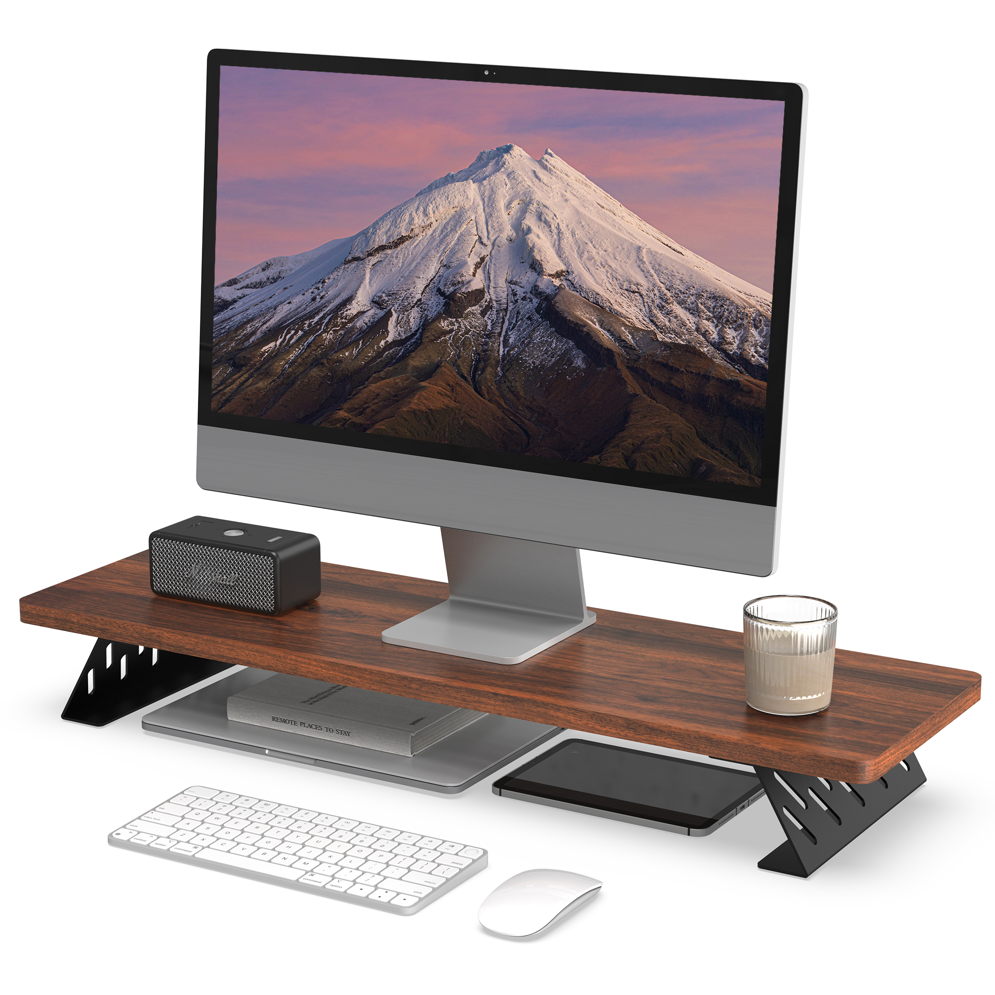 Fenge Dual Monitor Stand Riser, 31.5 inch Long Monitor Stand for Desk