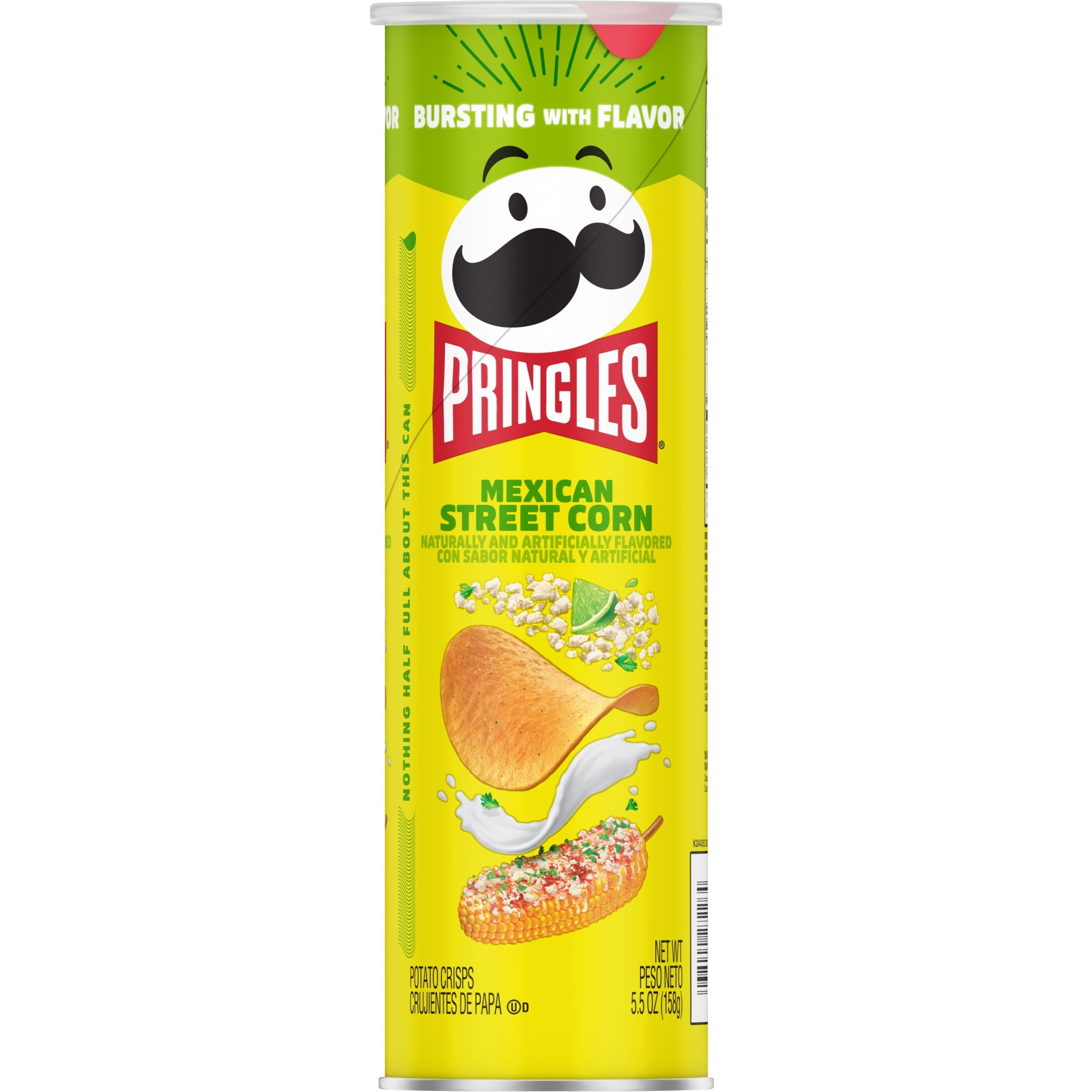Pringles Elote Mexican Street Corn Potato Crisps Chips, Lunch Snacks, 5.5 oz Canister