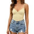 thumbnail image 3 of Women Cute Deep V Neck Sleeveless Fitted Basic Tank Tops Women Adjustable spaghetti strap Y2K Tank Top Cami Summer Soft Lightweight Shirts Daily Beach Vacation Outfits, Yellow M, 3 of 6