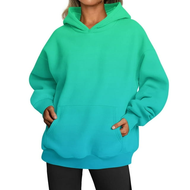 MesaSe Femmes de la Mode Quotidienne Polyvalent Casual Sweat-Shirts à Col Rond Manches Longues Gradient Top Sweat-Shirts Rose M