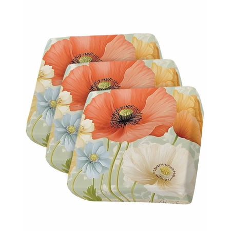 Vintage Spring Floral Sofa Couch Cushion Covers Washable, Removable Stretchable Sectional Couch Covers, Watercolor Pastoral Summer Botanical Slipcovers for L & T Shape Sofa Protector S Size 3 pcs