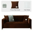 thumbnail image 4 of TOPCHANCES Thick Velvet Sofa Covers, Pure Color Sofa Protector for 3-Seater Sofa, Stretch Non Slip Couch Slipcover, Coffee, 4 of 15