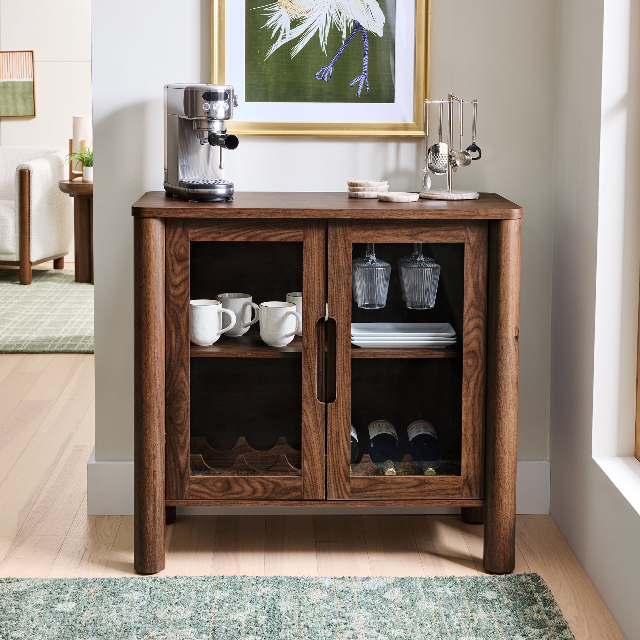 Better Homes & Gardens Adlin Bar Cabinet with Storage, Walnut