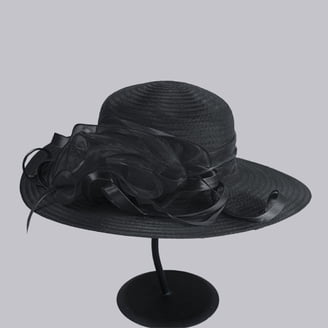 VTG Black Bowler Hat Lot of 4 Fascinator Floral Cloche Wedding Goth Formal Cap IZUS Women Flower Decor Bowler Fedora Hat with Veil Felt  main image 2