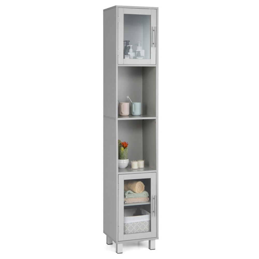 Finihen Bathroom Storage Cabinet, Bathroom Floor Cabinet, 71 Inch Tall Tower Bathroom Storage Cabinet and Organizer Display Shelves, for Bedroom, Gray Finihen Bathroom Storage Cabinet, Bathroom Floor Cabinet, 71 Inch Tall Tower Bathroom Storage Cabinet and Organizer Display Shelves, for Bedroom, Gray