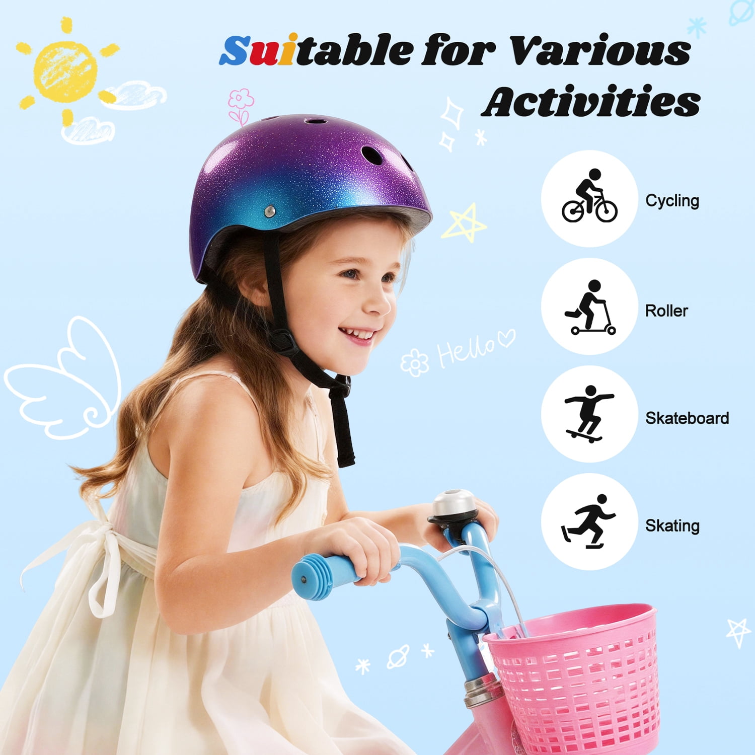 BOSONER Kids/Youth Bike Helmet, Lightweight Multi-Sport Adjustable Helmets for Bicycle Skateboard Scooter Skate Cycling