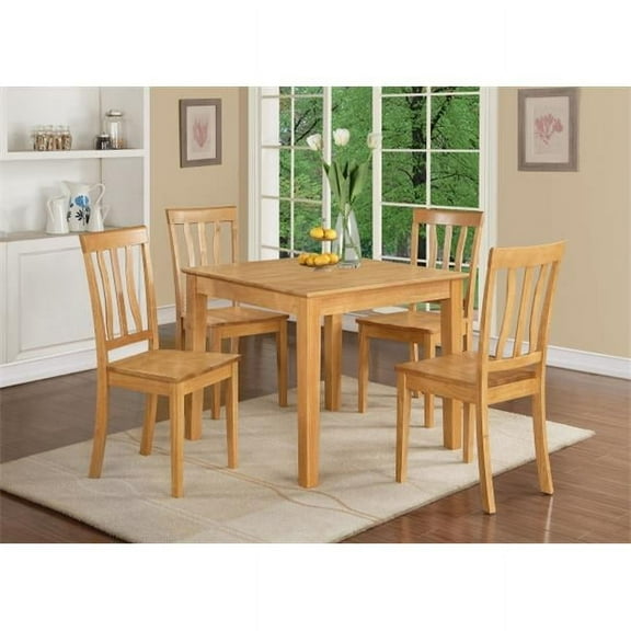 East West Furniture Oxford 5-piece Traditional Wood Kitchen Set in Oak