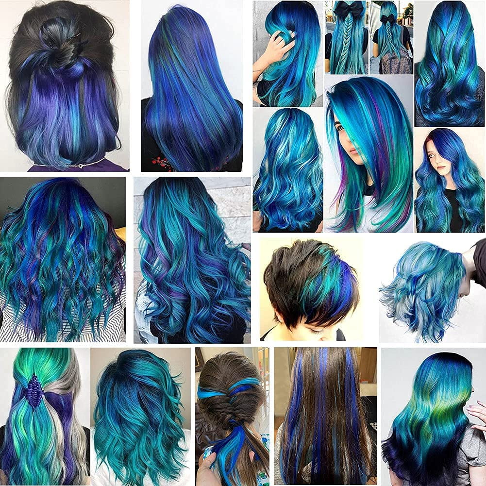 21'' Princess Party Highlight Teal Hair Pieces Colored Hair Extensions Clip  in/On for America Girls and Kids Wig Pieces - Blue + Grape Purple -  Walmart.com