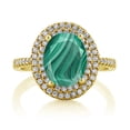 thumbnail image 2 of Gem Stone King 3.36 Ct Oval Green Malachite 18K Yellow Gold Plated Silver Ring (Size 9), 2 of 4