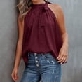 thumbnail image 2 of Summer Tops for Women European And Women's Summer New Neck Bow Leopard Print Sleeveless Vest Tops for Leggings Women Baseball Long Sleeve Shirt Fashion Thermal Leggings plus Size Thermals Red L, 2 of 6