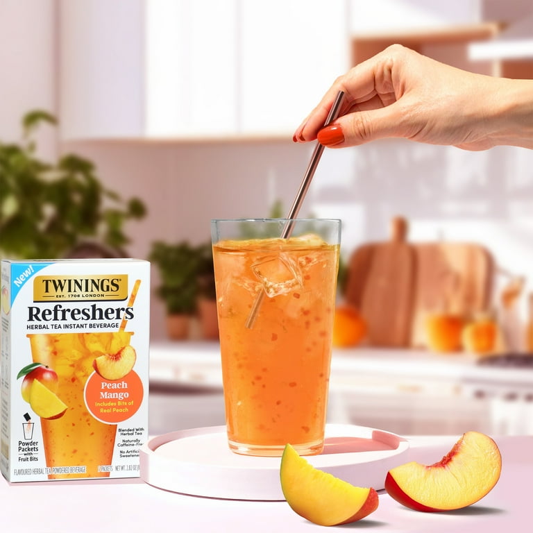 Twinings Refreshers Peach Mango Herbal Tea Instant Powdered