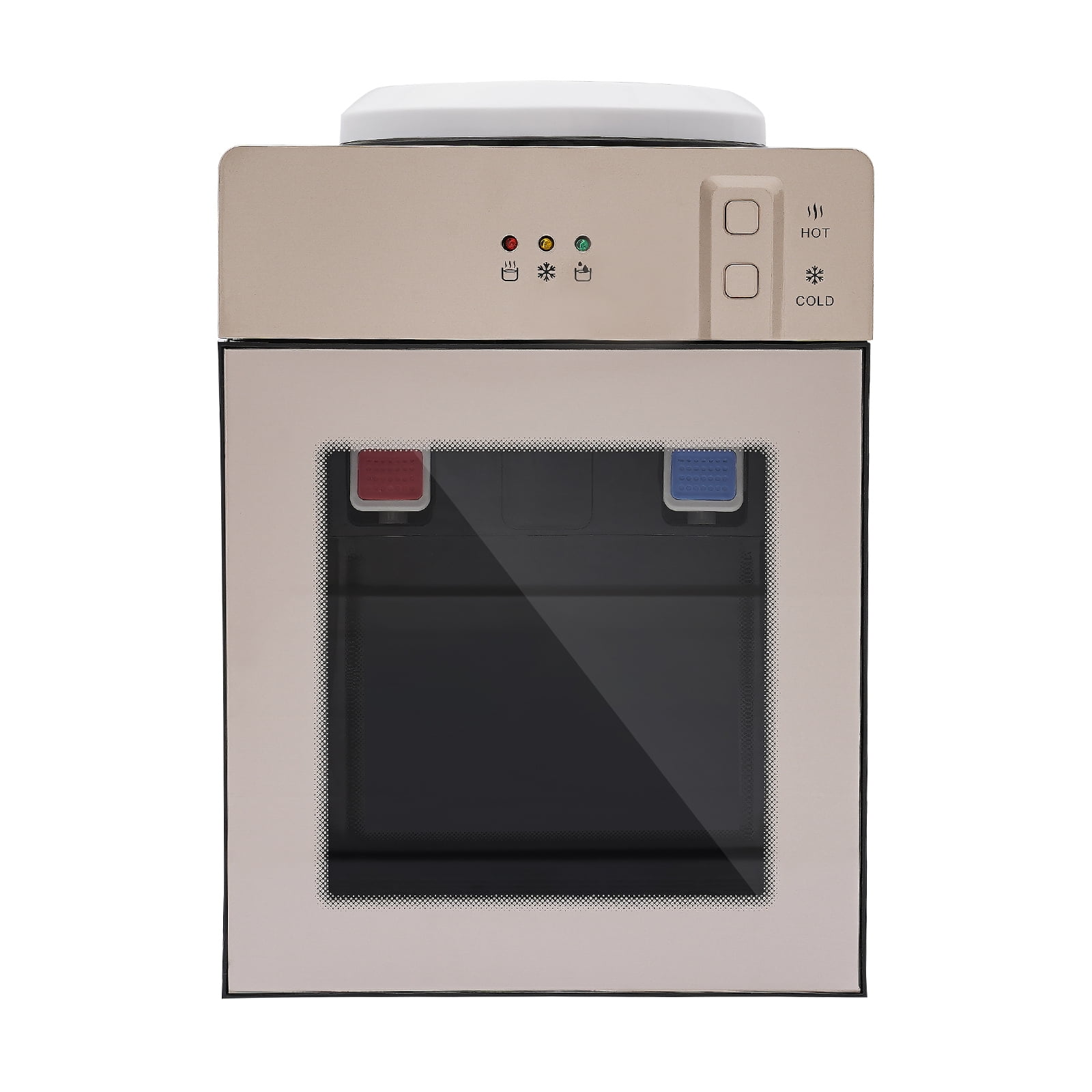ChicHomey Top Loading Countertop Water Dispenser Hot Cold, 3 Temperature Options, Single-touch Switch Indicator Lights,for Bedroom Office Champagne Gold