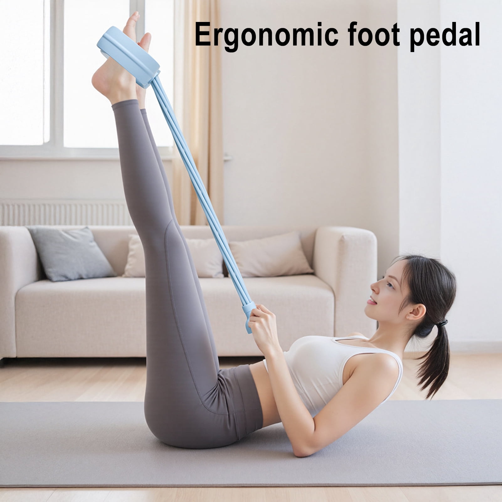 YIFAEUX 6-Tube Pedal Ankle Puller Resistance Band with Counter Handle Elastic Yoga Sit-up Pull Rope Men Women Pedal Tensioner Exerciser Workout Equipment