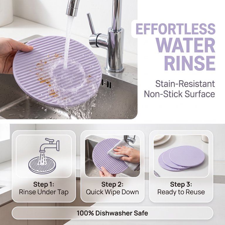 Unique Bargains Heat Resistant Silicone Trivet, Purple, 7.1x7.1 photo 4