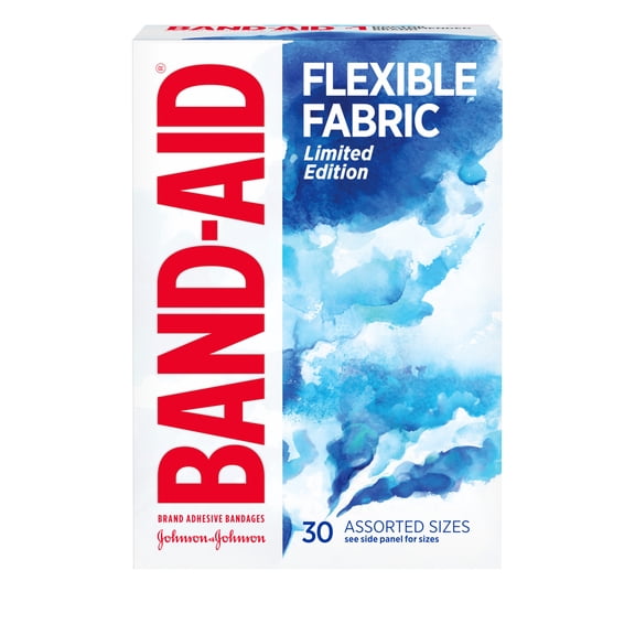 Band-Aid Brand Flexible Fabric Bandages, Water Color, Assorted, 30 Count