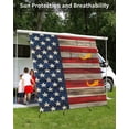 thumbnail image 3 of 4th of July RV Awning Sun Shade Screen 9'X7' USA Flag Mesh Sunscreen Patriotic Stars Stripes Retro Wood Grain Awning Shade Screen with Zipper UV Blocker Completed Kits for RV Motorhome Camper, 3 of 7