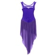 thumbnail image 4 of JanJean Girls Lyrical Dance Dress Ballet Dance Leotard Dress Mesh High-low Hem Tulle Skirt Contemporary Comtumes Purple 8, 4 of 7
