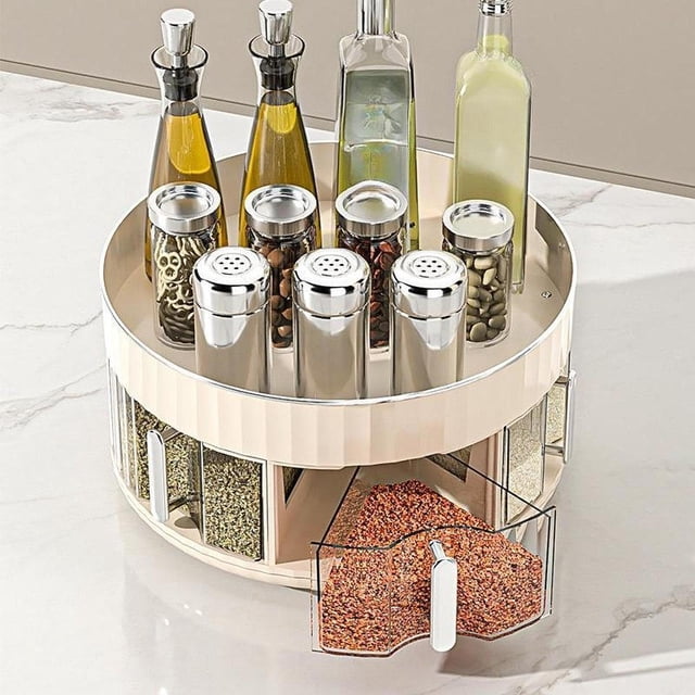 Bandeja giratoria para almacenamiento de especias perfecl organizador de especias de 2 niveles 29 cm x 16 cm