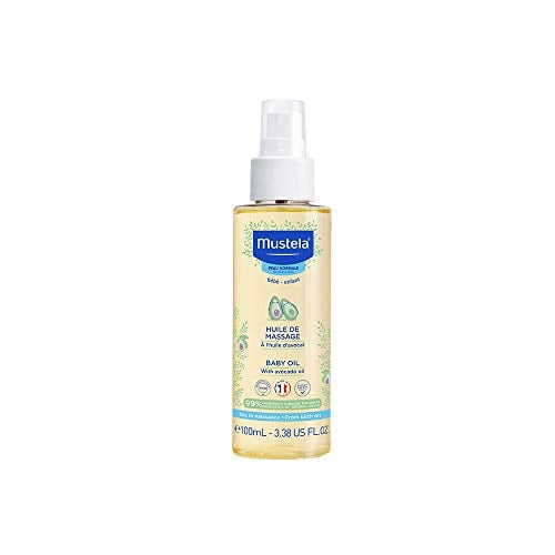 Aceite para Bebés Mustela - Aceite Hidratante para Masajes - con Aceite de Aguacate Natural, Granada y Aceite de Girasol - 3.38 fl. Oz