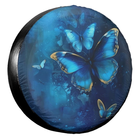 KAKALAD Blue Butterfly 04 Spare Tire Cover Universal Vehicle Accessories Buckle Car Tools 14”in