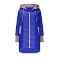 thumbnail image 4 of XPMWRP Women's Patchwork Hooded Jackets Solid Color Fashion Long Sleeve Loose Jacket Winter Warm Casual Zip Up Coats with Pockets Blue XL, 4 of 9