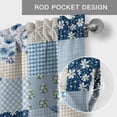 thumbnail image 6 of Blue Floral Farmhouse Short Window Curtain Valances, Spring Flowers Plants Patchwork Grid Bohemia Rod Pocket Kitchen Valances for Living Room Bedroom Bathroom Cafe 42" x 18", 6 of 8