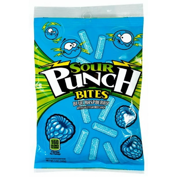 Sour Punch Bites Chewy Blue Raspberry Candies, 5 Oz.