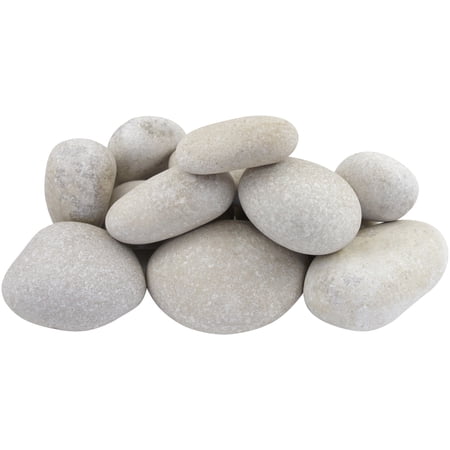 Rainforest, Outdoor Decorative Stones, Caribbean Beach Pebbles, White, 3-5", 1620lbs.
