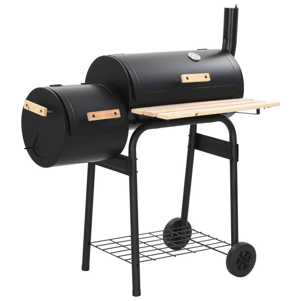 Classic Charcoal BBQ Offset Smoker w/Wheels, Outdoor Patio Stand Grill with Thermometer Classic Charcoal BBQ Offset Smoker w/Wheels, Outdoor Patio Stand Grill with Thermometer