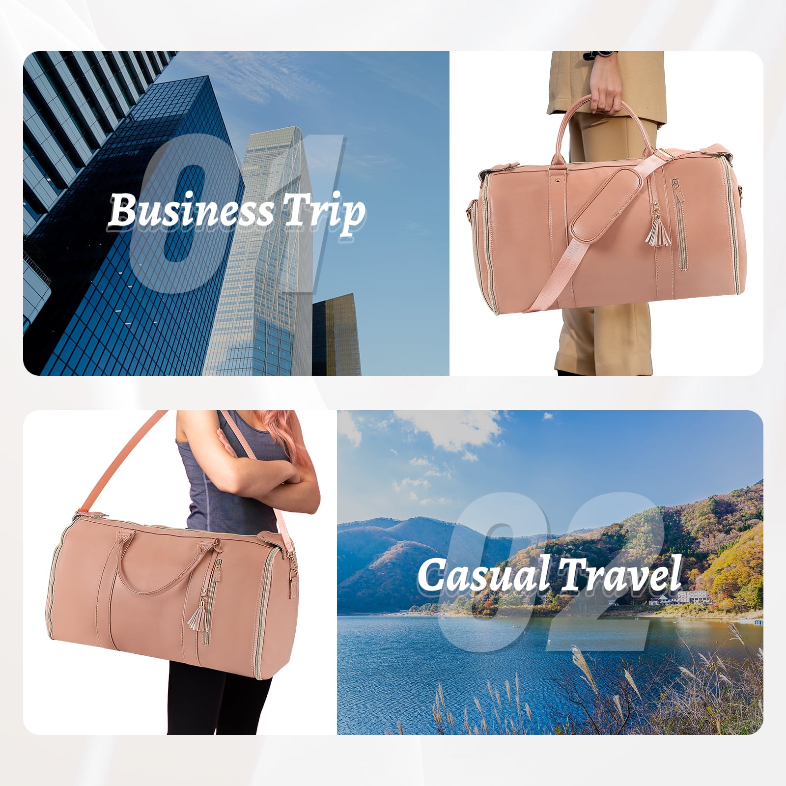 Convertible Travel Garment Bag, Overnight Bag Waterproof Leather Carry-on Garment Duffel Bag for Men Women - 2 in1 Hanging Suitcase Suit Business Travel Bag