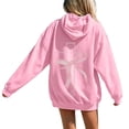 thumbnail image 5 of Christian Hoodies for Women Pink Cross Bow Print Sweatshirt Oversized Long Sleeve Faith Graphic Hooded Pullover Top, 5 of 7