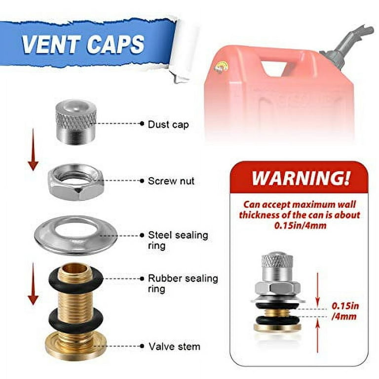 Magicfour Fuel Gas Can Vent Caps, 6 Pack Fuel Gas Tank Vent Caps Gas Can  Replacement Vent Plug Gas Jug Vent Caps for Gas Fuel Water Can Jug to Allow  Faster Flowing (