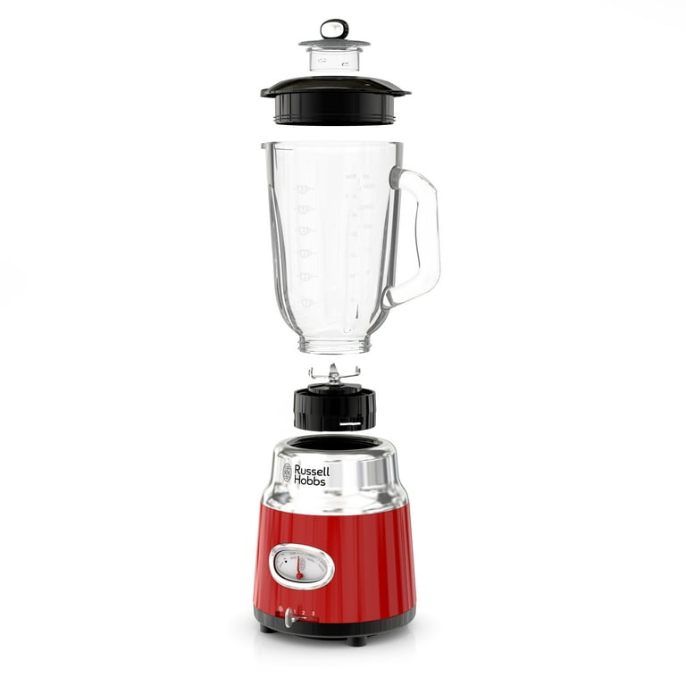 Russell Hobbs Retro Style 6-Cup Blender, Glass Jar, Red, BL3100RDR