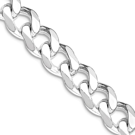925 Sterling Silver Rhodium Plated 7.5mm Curb Chain Necklace 22 Inch Chain Necklace for Women and Men
