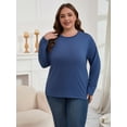 thumbnail image 2 of PinkBeautiM Womens Plus Size Tops Long Sleeve Shirts Crew Neck Casual Soft Blouse3 Pack, 2 of 6